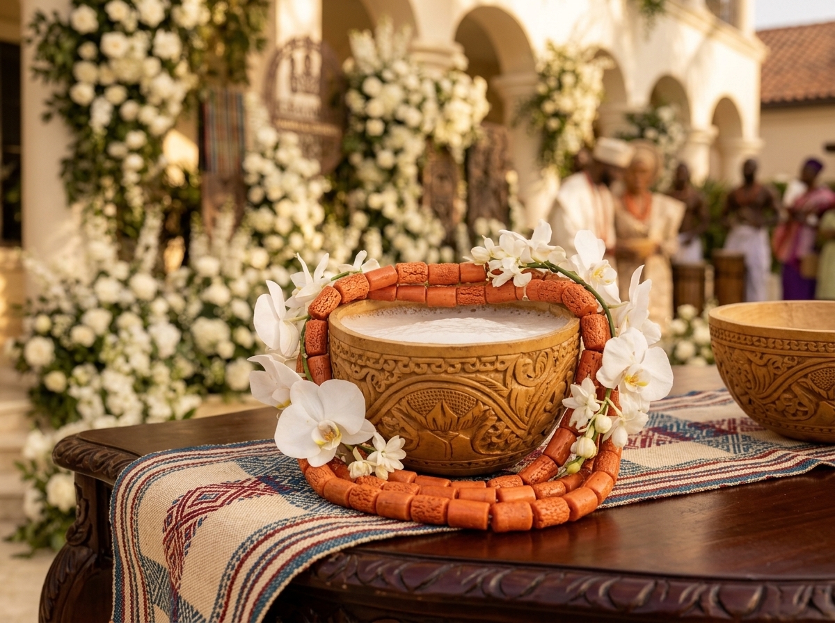 Traditional carved wine cup for Igba Nkwu ceremony